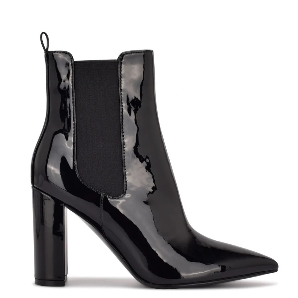 Black Patent Leather Ankle Boots